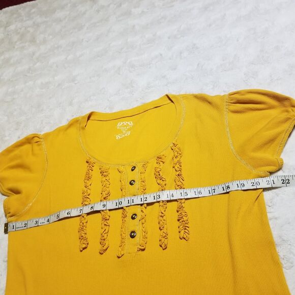 Vintage Top Women’s Plus Size 3X Orange Short Sleeve Ruffled 90s Y2K Ribbed - Picture 9 of 10